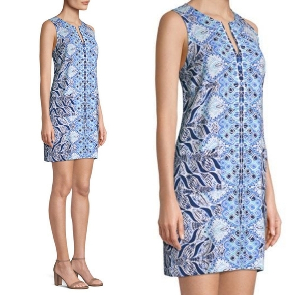 Lilly Pulitzer Kelby Stretch Shift Dress Women's Size 10 Blue Resortwear Summer - Picture 1 of 11
